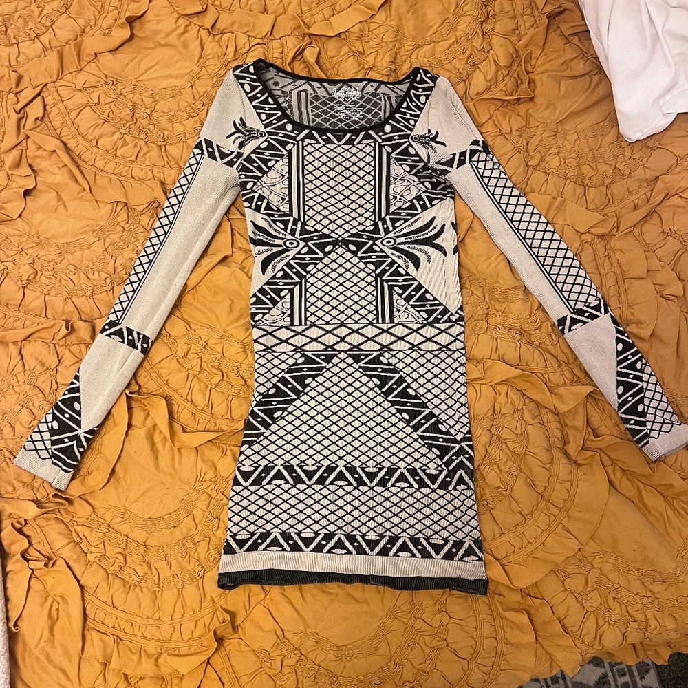 Free People Black and White Bodycon Dress